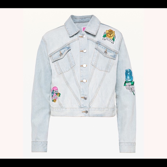 🆕 Juicy Couture Tattoo Patch Denim Jacket L - Picture 3 of 13